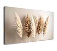Feeby - Tableau sur Toile - Decoration Murale Peinture - Herbes sèches plantes nature beige - 120x60 1partie - Tableaux chambre à coucher - Decoration Chambre - Impression sur Toile