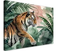 Feeby - Tableau sur Toile - Decoration Murale Peinture - Jungle tropicale Tigre - 115x75 1partie - Tableaux chambre à coucher - Decoration Chambre - Impression sur Toile