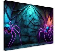 Feeby - Tableau sur Toile - Decoration Murale Peinture - Neon Araignées Abstraction - 115x75 1partie - Tableaux chambre à coucher - Decoration Chambre - Impression sur Toile