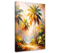 Feeby - Tableau sur Toile - Decoration Murale Peinture - Palmiers Jungle Forêt tropicale - 70x115 1partie - Tableaux chambre à coucher - Decoration Chambre - Impression sur Toile