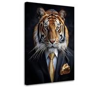 Feeby - Tableau sur Toile - Decoration Murale Peinture - Tigre Animaux en costume - 40x60 1partie - Tableaux chambre à coucher - Decoration Chambre - Impression sur Toile