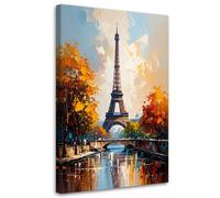 Feeby - Tableau sur Toile - Decoration Murale Peinture - Tour Eiffel Paris Paysage d'automne - 70x115 1partie - Tableaux chambre à coucher - Decoration Chambre - Impression sur Toile