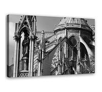 Feeby Tableau sur toile Notre Dame Image Deco architecture noir et blanc 115x70 cm