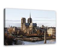Feeby Tableau sur toile XXL Cathédrale Art Déco Notre Dame de Paris marron 115x75 cm