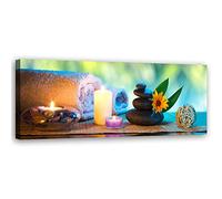 Feeby Tableau sur toile XXL composition zen Art Image Deco multicolore 150x50 cm