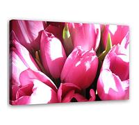 Feeby Tableau sur toile XXL fleurs Art Image Deco tulipes rose 115x70 cm