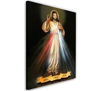 Feeby Tableau sur toile XXL Jésus Art Image Deco miséricorde multicouleur 70x115 cm