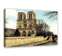 Feeby Tableau sur toile XXL Notre-Dame Art Image Deco Paris marron 115x75 cm