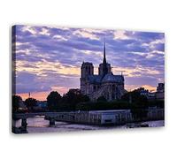 Feeby Tableau sur toile XXL Notre-Dame de Paris Art Image Deco Seine violet 115x75 cm
