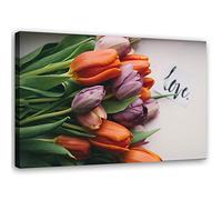 Feeby Tableau sur toile XXL tulipes Art Image Deco amour multicolore 115x70 cm