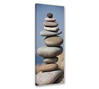 Feeby Tableau toile galets zen Image Photo pour salon gris 25x70 cm
