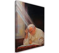Feeby Tableau toile Jean-Paul II Image Photo pour salon beige 40x60 cm