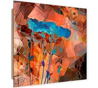 Feeby Tableau XXL design abstrait Image Déco Imprimé fleurs orange 90x90 cm