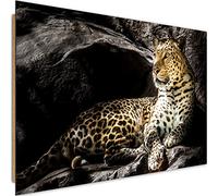 Feeby Tableau XXL Léopard Image Déco Imprimé Animal Nature Jaguar noir 120x80 cm