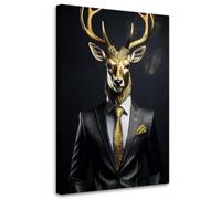 Feeby - Tableaux - Deco Tableau Murale - Cerf Animaux en costume - 70x100 1partie - Pour la Chambre et le Salon - Pour Chaque Pièce de Votre Appartement - Toiles pour le bureau