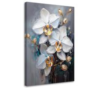 Feeby - Tableaux - Deco Tableau Murale - Fleurs d'orchidées blanches Glamour - 80x120 1partie - Pour la Chambre et le Salon - Pour Chaque Pièce de Votre Appartement - Toiles pour le bureau