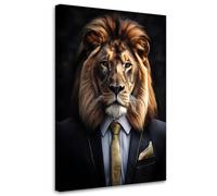 Feeby - Tableaux - Deco Tableau Murale - Lion Animaux en costume - 70x100 1partie - Pour la Chambre et le Salon - Pour Chaque Pièce de Votre Appartement - Toiles pour le bureau