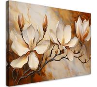 Feeby - Tableaux - Deco Tableau Murale - Magnolias Glamour Branche Marbré - 115x70 1partie - Pour la Chambre et le Salon - Pour Chaque Pièce de Votre Appartement - Toiles pour le bureau