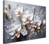 Feeby - Tableaux - Deco Tableau Murale - Orchidée Fleur Blanc 3D Peint - 115x70 1partie - Pour la Chambre et le Salon - Pour Chaque Pièce de Votre Appartement - Toiles pour le bureau