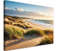Feeby - Tableaux - Deco Tableau Murale - Plage Mer Dunes Paysage - 90x60 1partie - Pour la Chambre et le Salon - Pour Chaque Pièce de Votre Appartement - Toiles pour le bureau