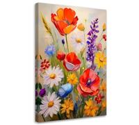 Feeby - Tableaux - Deco Tableau Murale - Prairie fleurie Nature - 40x60 1partie - Pour la Chambre et le Salon - Pour Chaque Pièce de Votre Appartement - Toiles pour le bureau
