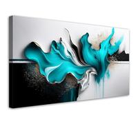 Feeby - Tableaux Decoratifs - Tableau Salon Grand Format - Abstraction turquoise, effet 3D - 100x50 1partie - Tableau Decoration Murale - Toile Imprimée - Impression sur Toile Peinture