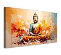 Feeby - Tableaux Decoratifs - Tableau Salon Grand Format - Bouddha en méditation Abstraction - 120x60 1partie - Tableau Decoration Murale - Toile Imprimée - Impression sur Toile Peinture