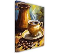 Feeby - Tableaux Decoratifs - Tableau Salon Grand Format - Café Thé Vintage Boissons - 60x90 1partie - Tableau Decoration Murale - Toile Imprimée - Impression sur Toile Peinture