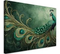 Feeby - Tableaux Decoratifs - Tableau Salon Grand Format - Paon Oiseau Animaux - 120x80 1partie - Décoration Chambre - Toile Imprimée Intissé Decoration Murale