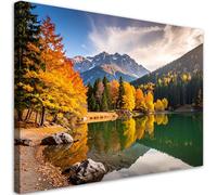 Feeby - Tableaux Decoratifs - Tableau Salon Grand Format - Paysage automnal lac montagne - 60x40 1partie - Tableau Decoration Murale - Toile Imprimée - Impression sur Toile Peinture