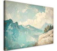 Feeby - Tableaux Decoratifs - Tableau Salon Grand Format - Paysage de montagne pittoresque - 90x60 1partie - Décoration Chambre - Toile Imprimée Intissé Decoration Murale
