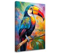 Feeby - Tableaux Decoratifs - Tableau Salon Grand Format - Perroquet tropical coloré - 70x115 1partie - Tableau Decoration Murale - Toile Imprimée - Impression sur Toile Peinture