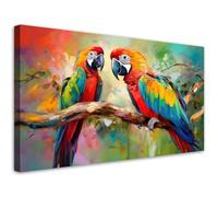 Feeby - Tableaux Decoratifs - Tableau Salon Grand Format - Perroquets Animaux Colorés - 100x50 1partie - Tableau Decoration Murale - Toile Imprimée - Impression sur Toile Peinture