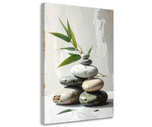 Feeby - Tableaux Decoratifs - Tableau Salon Grand Format - Pierres zen spa - 30x45 1partie - Décoration Chambre - Toile Imprimée Intissé Decoration Murale