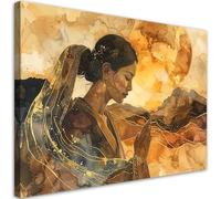 Feeby - Tableaux Decoratifs - Tableau Salon Grand Format - Silhouette abstraite dorée - 100x70 1partie - Tableau Decoration Murale - Toile Imprimée - Impression sur Toile Peinture