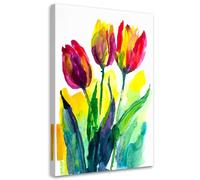 Feeby - Tableaux Decoratifs - Tableau Salon Grand Format - Tulipes Nature Fleurs - 70x115 1partie - Tableau Decoration Murale - Toile Imprimée - Impression sur Toile Peinture