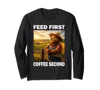 Feed First Coffee Second Ours Fermier Papa Agriculture Manche Longue