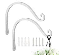 FEED GARDEN Lot de 2 crochets muraux en fer de 20,3 cm - Support décoratif incurvé en métal pour plantes - Utilisation en intérieur/extérieur - Pour accrocher des mangeoires à oiseaux, des carillons à