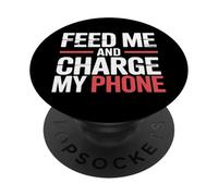 Feed Me and Charge My Phone Food Battery Hungry - PopSockets PopGrip Adhésif