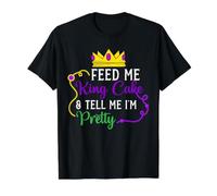 Feed Me King Cake et dis-Moi Que Je suis Jolie Parade de Mardi Gras T-Shirt Graphique avec Valeur, Homme, Noir, L