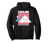 Feed Me & Tell Me I'm Pretty - Graphique humoristique avec citation alimentaire chat Sweat à Capuche