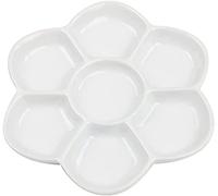 feedal Palette de mélange de peinture aquarelle en porcelaine et céramique à 7 puits en forme de marguerite pour eau, huile ou acrylique (11,2 cm) Blanc FD-5