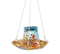 Feeder Hummingbird Solar Powered Bird Feeders Wild Bird Feeders with Stained Glass Decorations, 8,66 x 17,72 pouces Garden Decor Lawn Ornaments for Backyard, Patio, Outdoor Feeding Supplies