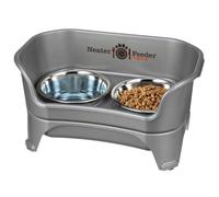 Feeder Netter - Modle Express - Bols pour chiens l'preuve du gchis (gris de mtal moyen / grand) - Fabriqu aux tats-Unis - sans dversemen