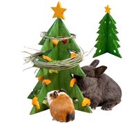 Feeder Toys Arbre de Noël - Support d'enrichissement de foin en bois | Distributeur de nourriture interactif pour lapin et cochon d'Inde pour hamster, chinchilla en intérieur