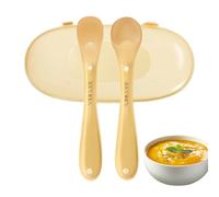 Feeding Spoons - 2-Pieces Ergonomic Small Food-Grade Scoop With Storage Case | Silicone Serving Spoon,for Food Weaning Eating Travel Liquids Purees
