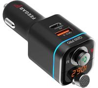 Feegar Q200 Kit Émetteur Fm Bluetooth 5.0 Qc4 Pd Sd Mp3 Usb-C 12-24V Chargeur 42W ( .) 87,5-108,0 Mhz Connecteur Fm Type C Pd 20W Microphone Réglable Hd Bass Boost Effet Surround[UsbC1013]