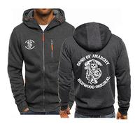 FEegar Veste à Capuche Sweat pour Hommes Printemps Automne Pull Hoodie Manches Longues avec Anarchy Sons Imprimé Décontracté Vêtements de Sport Manteau(Dark Gray 1,L)