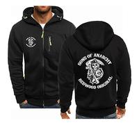 FEegar Veste à Capuche Sweat pour Hommes Printemps Automne Pull Hoodie Manches Longues avec Anarchy Sons Imprimé Décontracté Vêtements de Sport Manteau(Black 1,M)