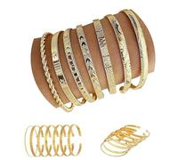 Feegela 7 pièces Chaîne Bracelets pour Femme Plaqué Or, Vintage Empilables
